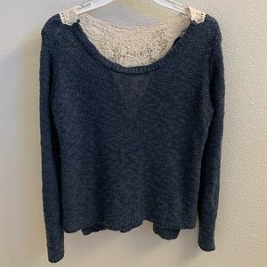 Pink Republic High-Low Crochet Back Sweater